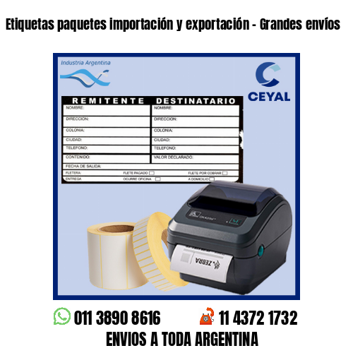 Etiquetas paquetes importación y exportación – Grandes envíos