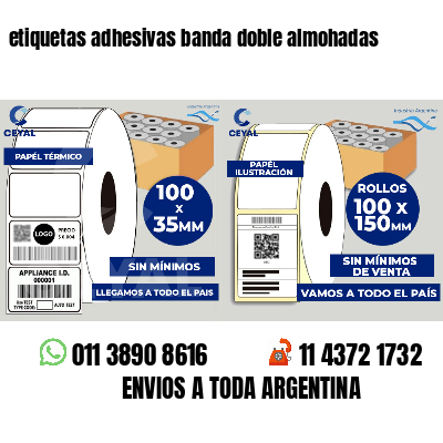 etiquetas adhesivas banda doble almohadas