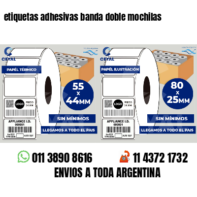 etiquetas adhesivas banda doble mochilas