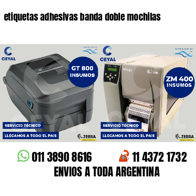 etiquetas adhesivas banda doble mochilas