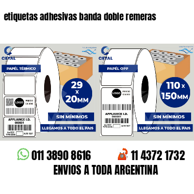 etiquetas adhesivas banda doble remeras
