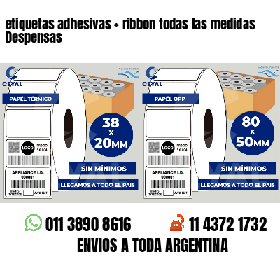 etiquetas adhesivas   ribbon todas las medidas Despensas