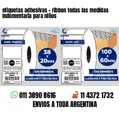 etiquetas adhesivas   ribbon todas las medidas Indumentaria para niños