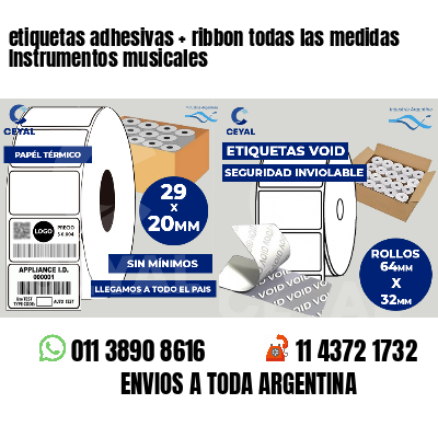 etiquetas adhesivas   ribbon todas las medidas Instrumentos musicales