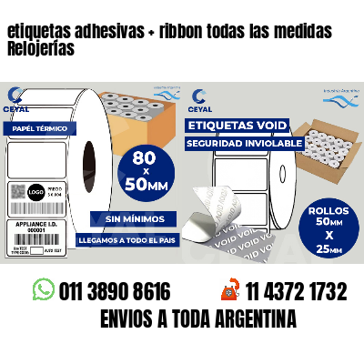 etiquetas adhesivas   ribbon todas las medidas Relojerías