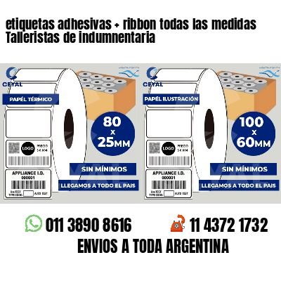 etiquetas adhesivas   ribbon todas las medidas Talleristas de indumnentaria