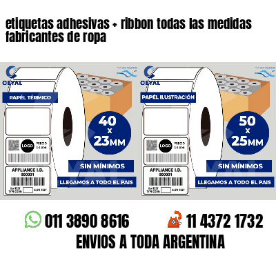 etiquetas adhesivas   ribbon todas las medidas fabricantes de ropa