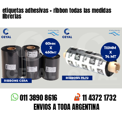 etiquetas adhesivas   ribbon todas las medidas librerias