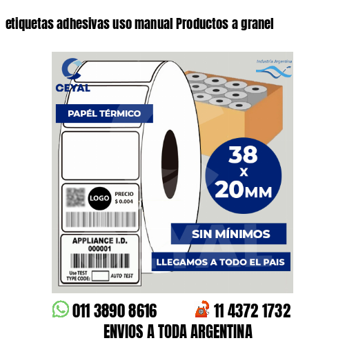etiquetas adhesivas uso manual Productos a granel