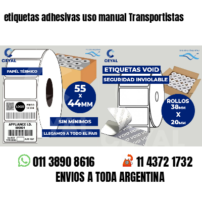 etiquetas adhesivas uso manual Transportistas