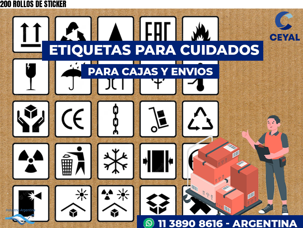 200 ROLLOS DE STICKER