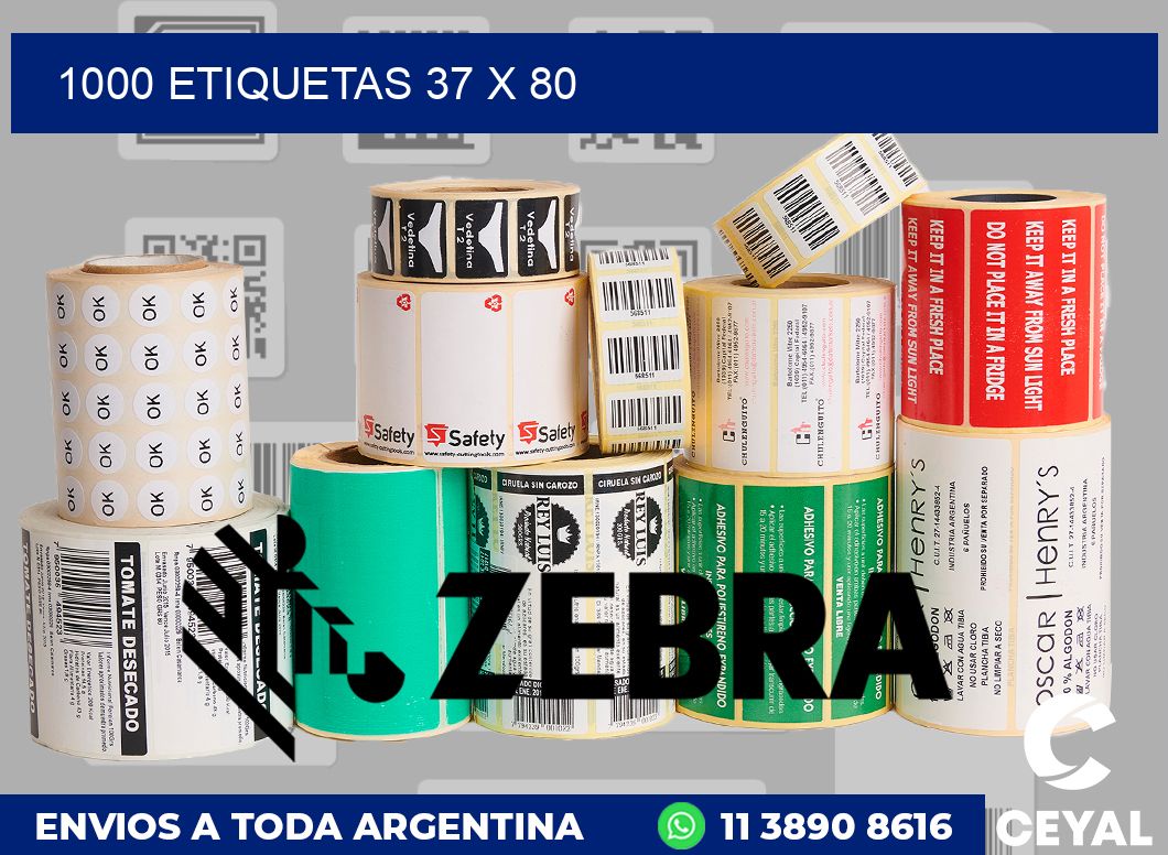 1000 etiquetas 37 x 80