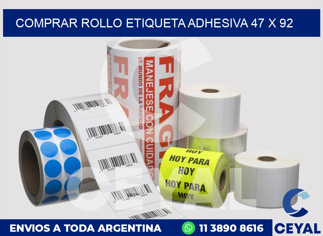 Comprar rollo etiqueta adhesiva 47 x 92