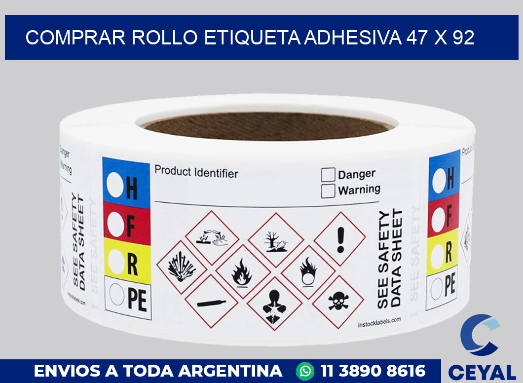 Comprar rollo etiqueta adhesiva 47 x 92