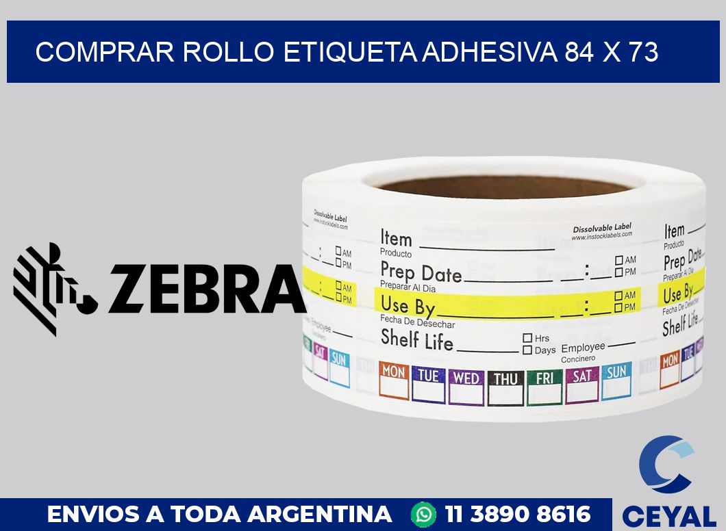 Comprar rollo etiqueta adhesiva 84 x 73
