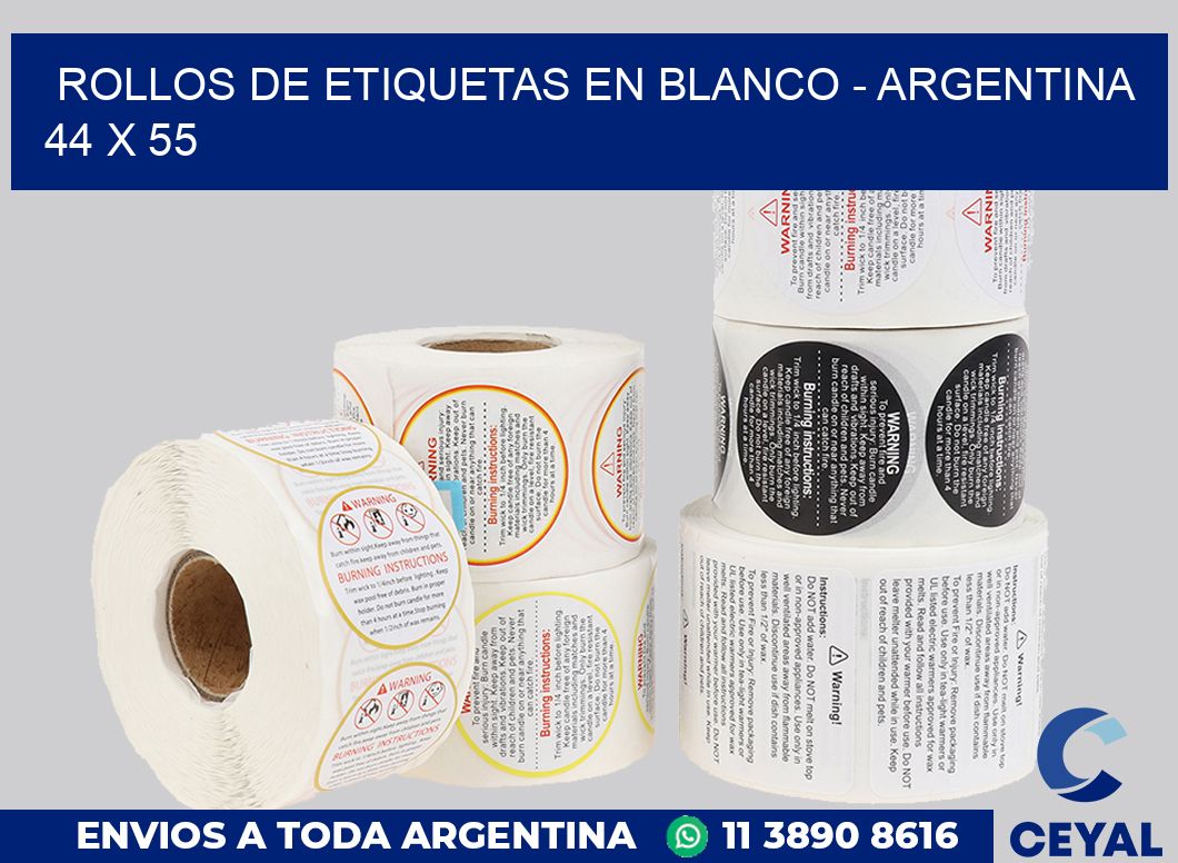 Rollos de etiquetas en blanco – Argentina 44 x 55
