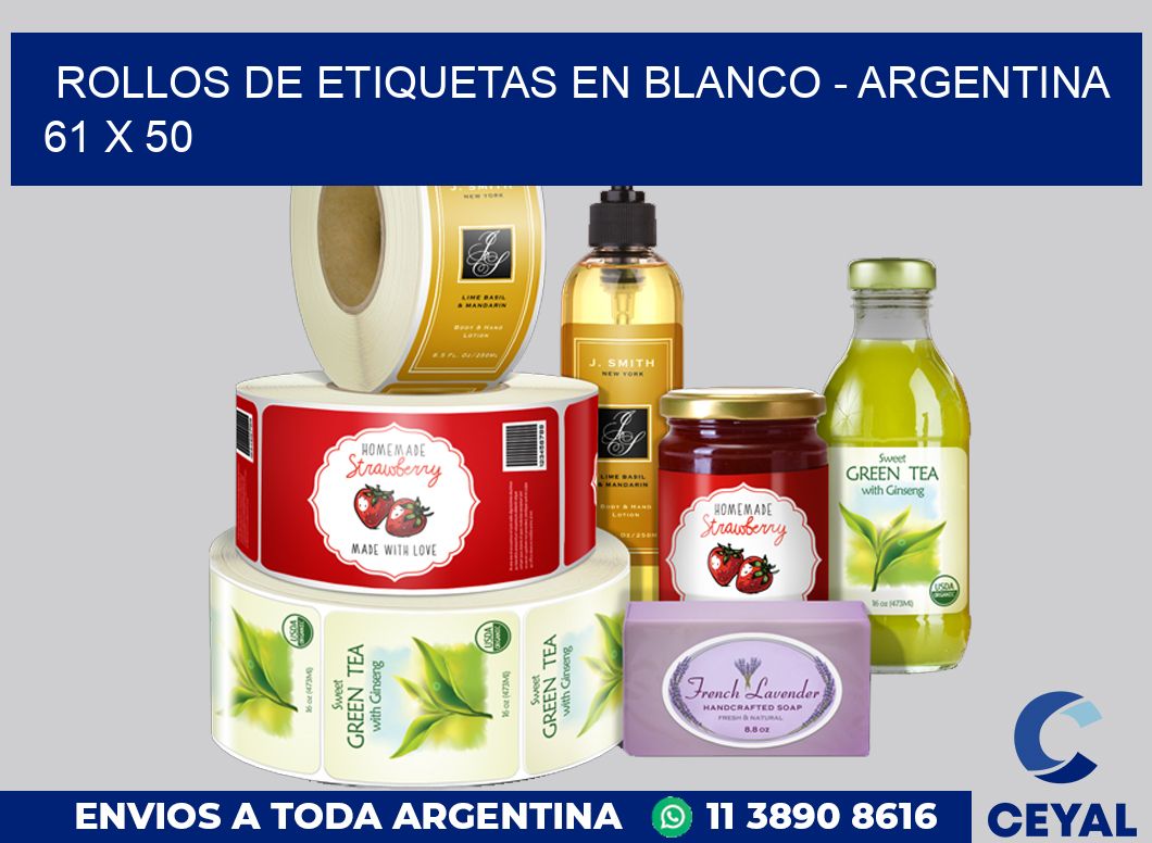 Rollos de etiquetas en blanco – Argentina 61 x 50