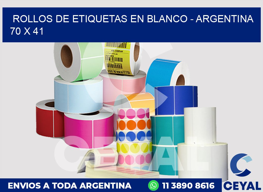 Rollos de etiquetas en blanco - Argentina 70 x 41