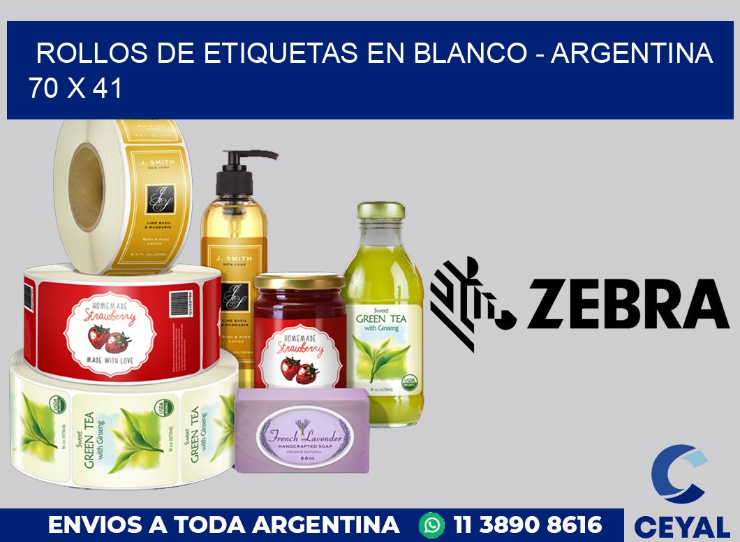 Rollos de etiquetas en blanco - Argentina 70 x 41