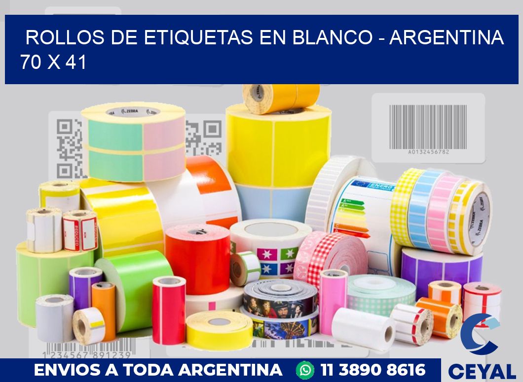 Rollos de etiquetas en blanco – Argentina 70 x 41