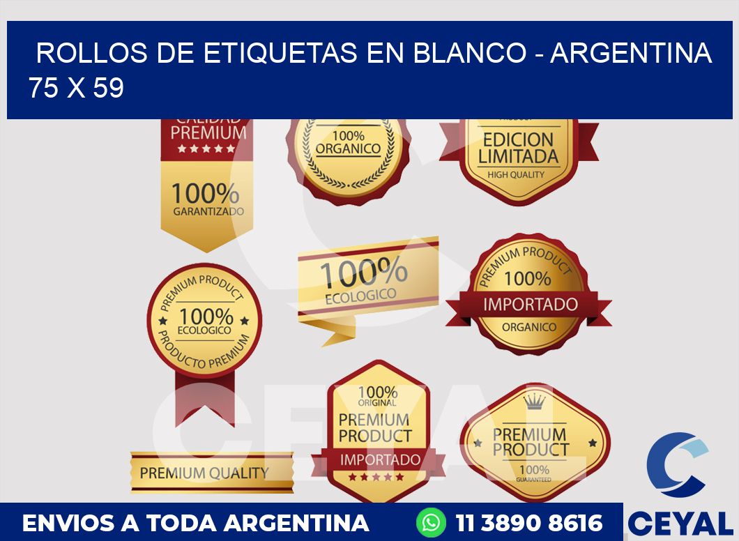 Rollos de etiquetas en blanco - Argentina 75 x 59