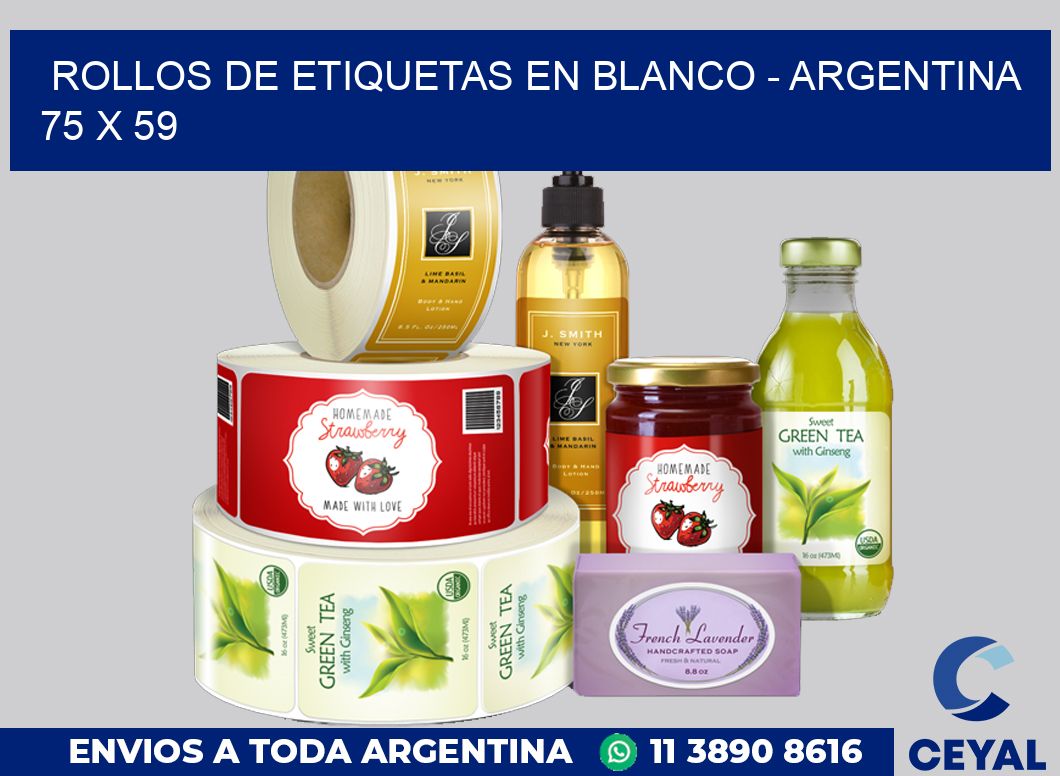 Rollos de etiquetas en blanco – Argentina 75 x 59