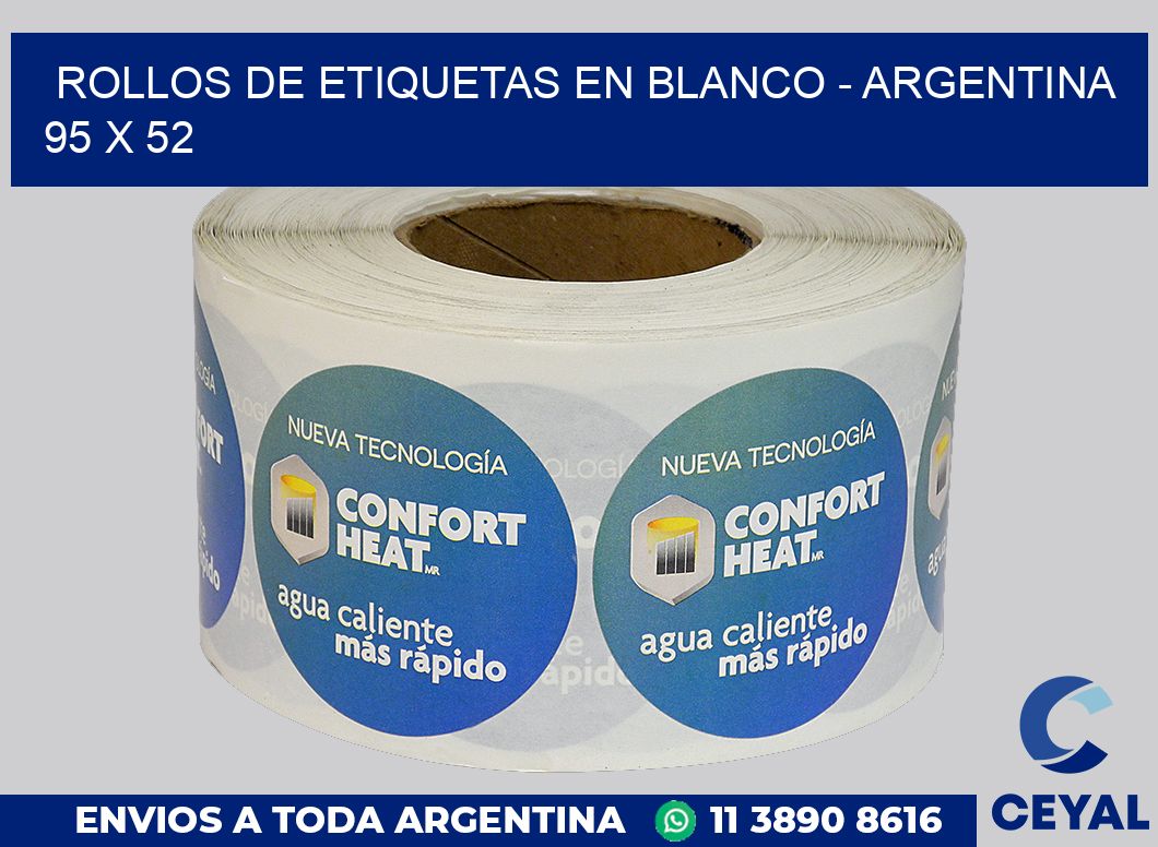 Rollos de etiquetas en blanco – Argentina 95 x 52