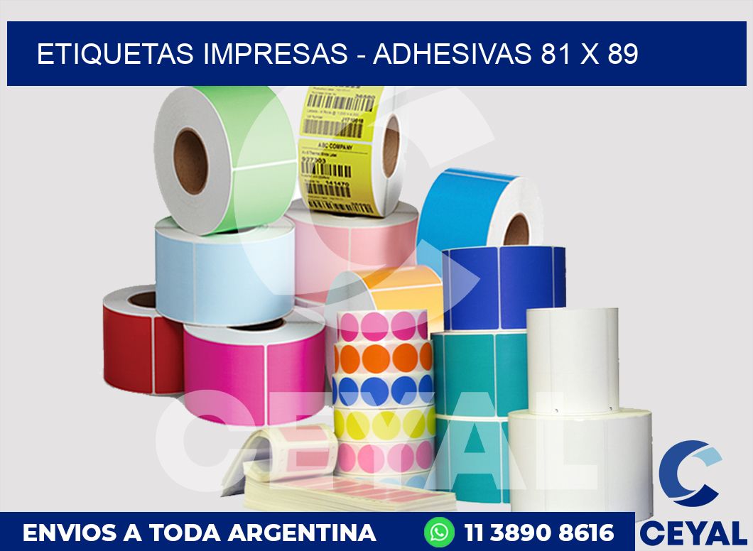 etiquetas impresas - Adhesivas 81 x 89