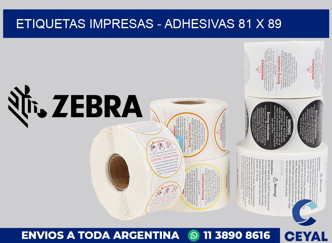 etiquetas impresas - Adhesivas 81 x 89