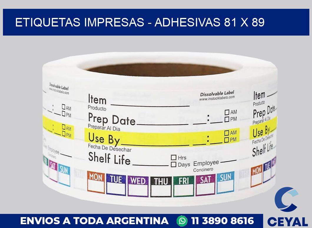 etiquetas impresas – Adhesivas 81 x 89