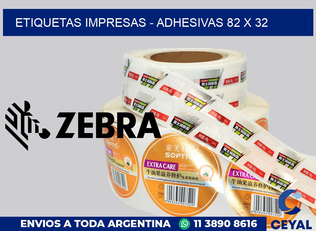 etiquetas impresas - Adhesivas 82 x 32