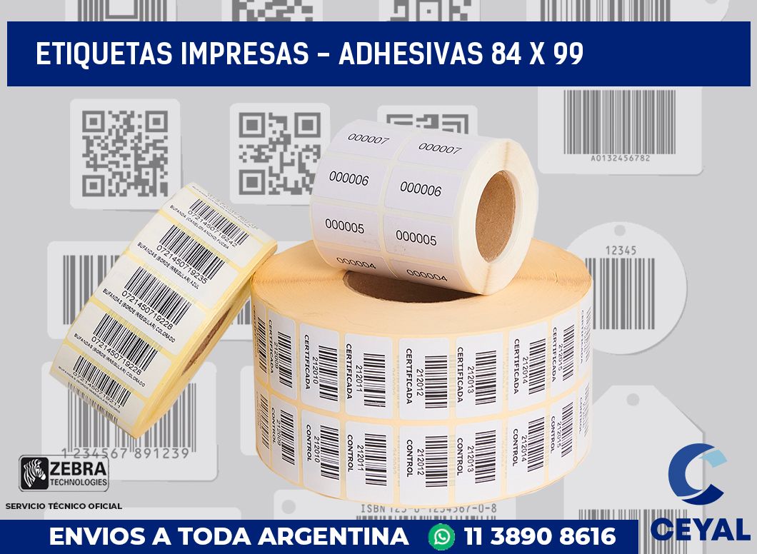 etiquetas impresas - Adhesivas 84 x 99