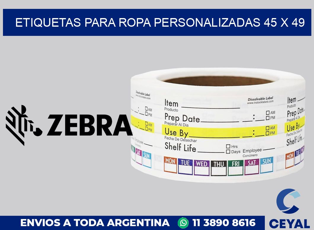 etiquetas para ropa personalizadas 45 x 49