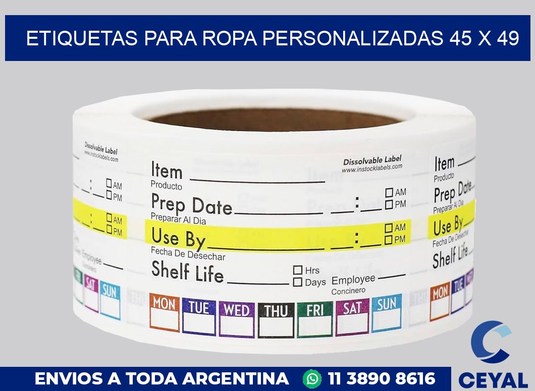 etiquetas para ropa personalizadas 45 x 49