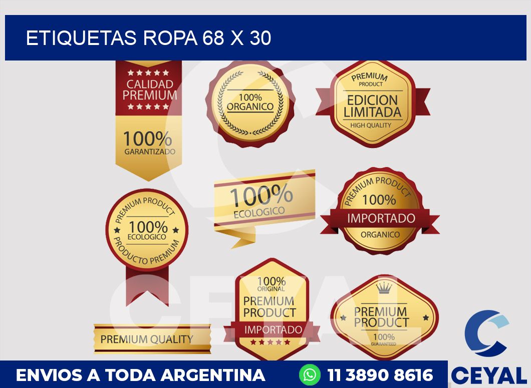 etiquetas ropa 68 x 30