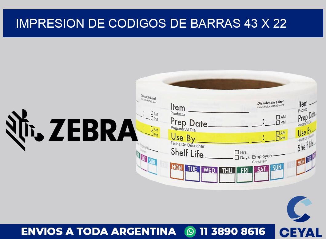 impresion de codigos de barras 43 x 22