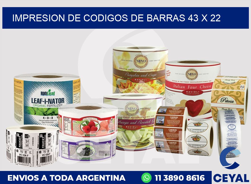 impresion de codigos de barras 43 x 22