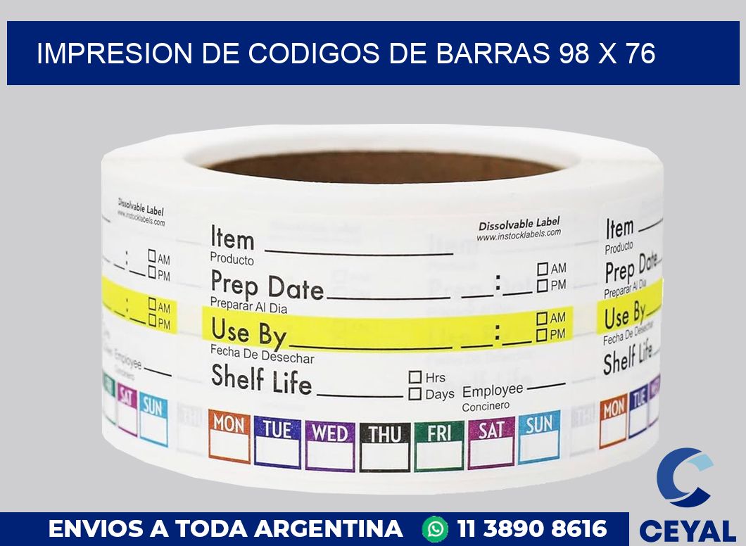 impresion de codigos de barras 98 x 76