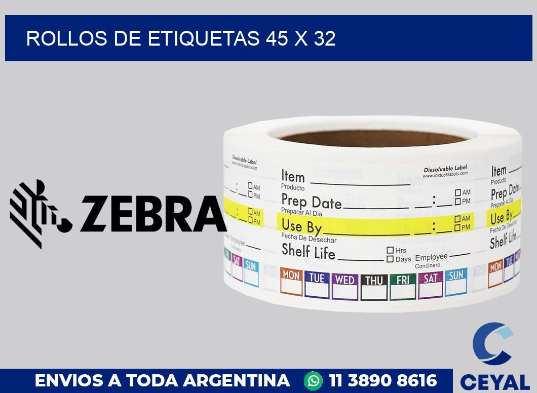 rollos de etiquetas 45 x 32
