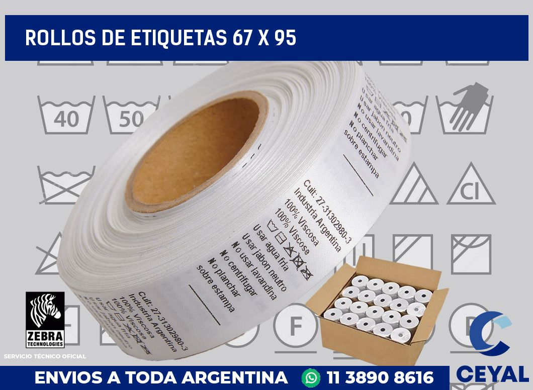 rollos de etiquetas 67 x 95
