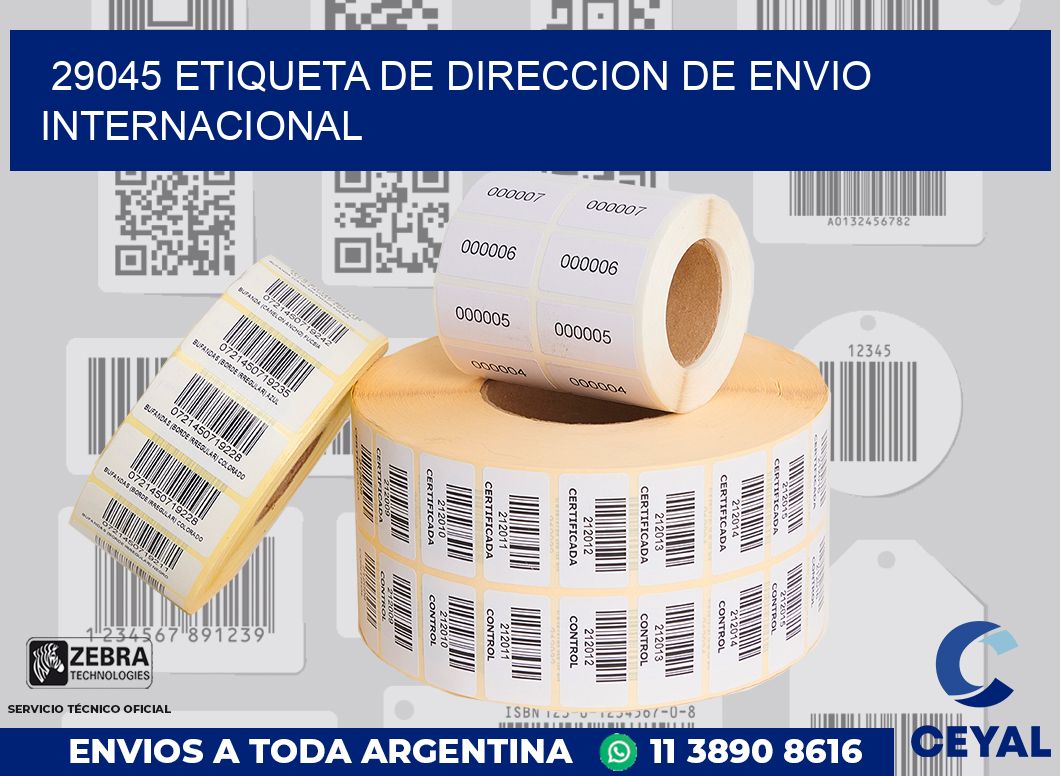 29045 Etiqueta de direccion de envio internacional