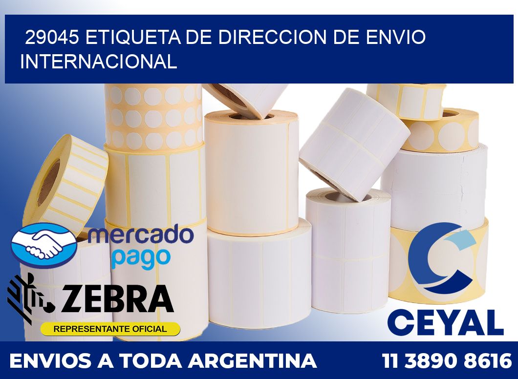 29045 Etiqueta de direccion de envio internacional