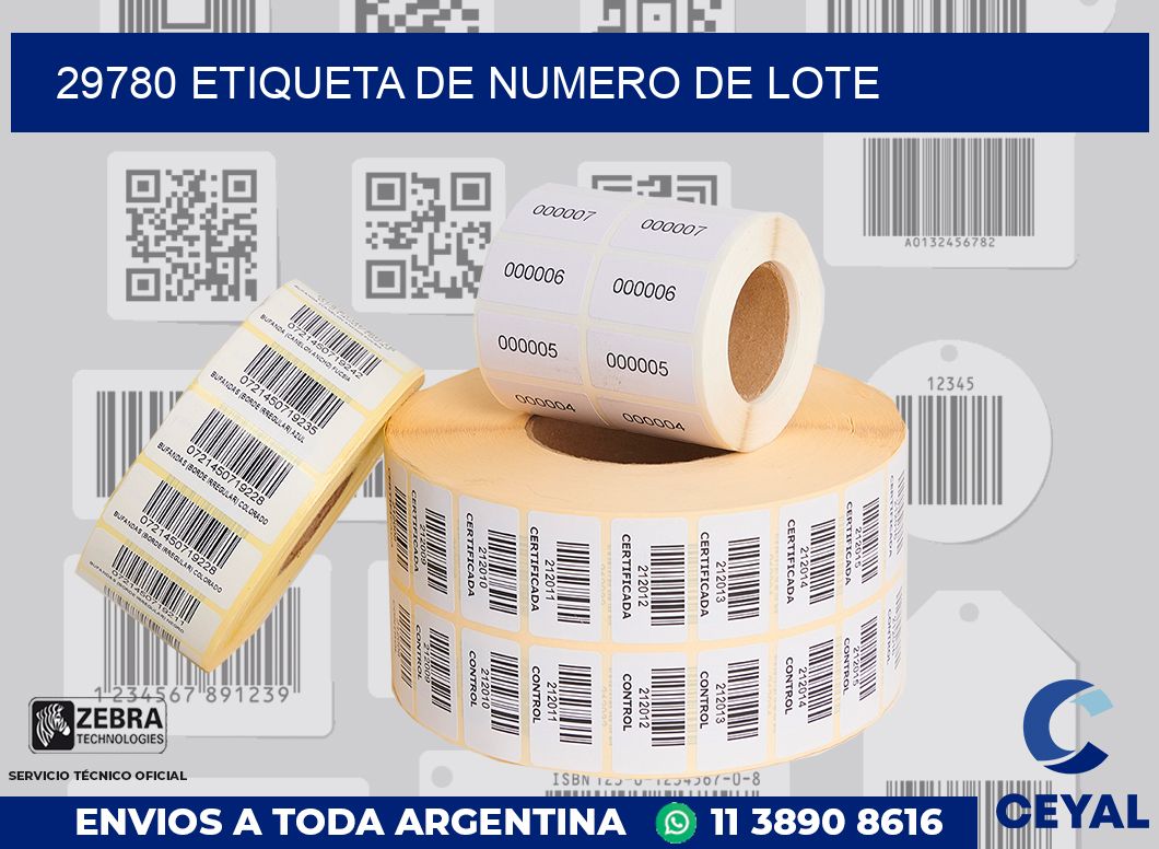29780 Etiqueta de numero de lote