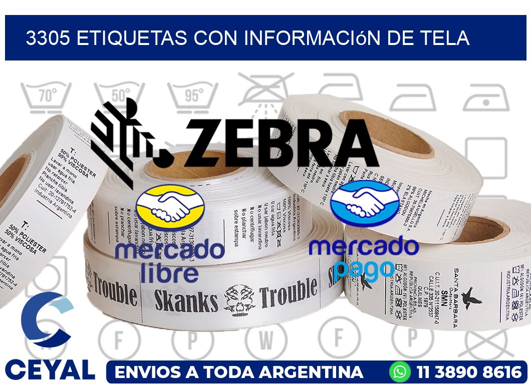 3305 Etiquetas con información de tela