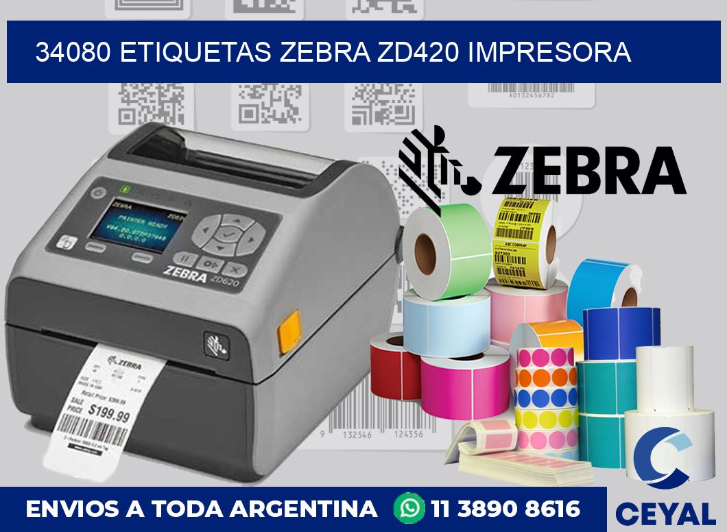 34080 etiquetas Zebra zd420 impresora