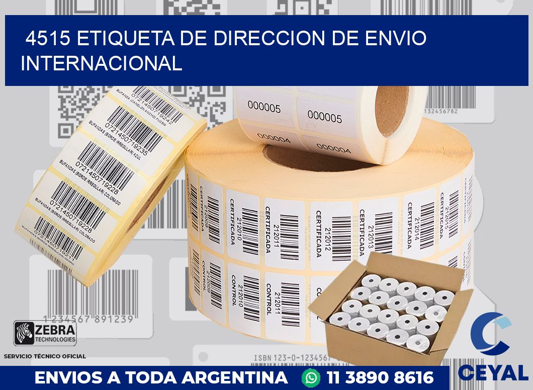 4515 Etiqueta de direccion de envio internacional