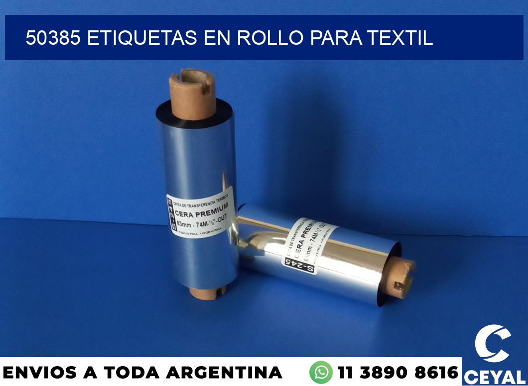 50385 etiquetas en rollo para textil