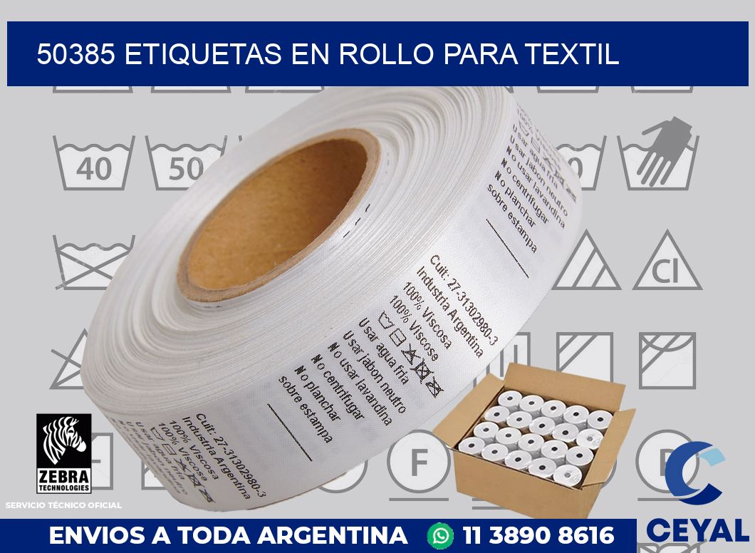 50385 etiquetas en rollo para textil