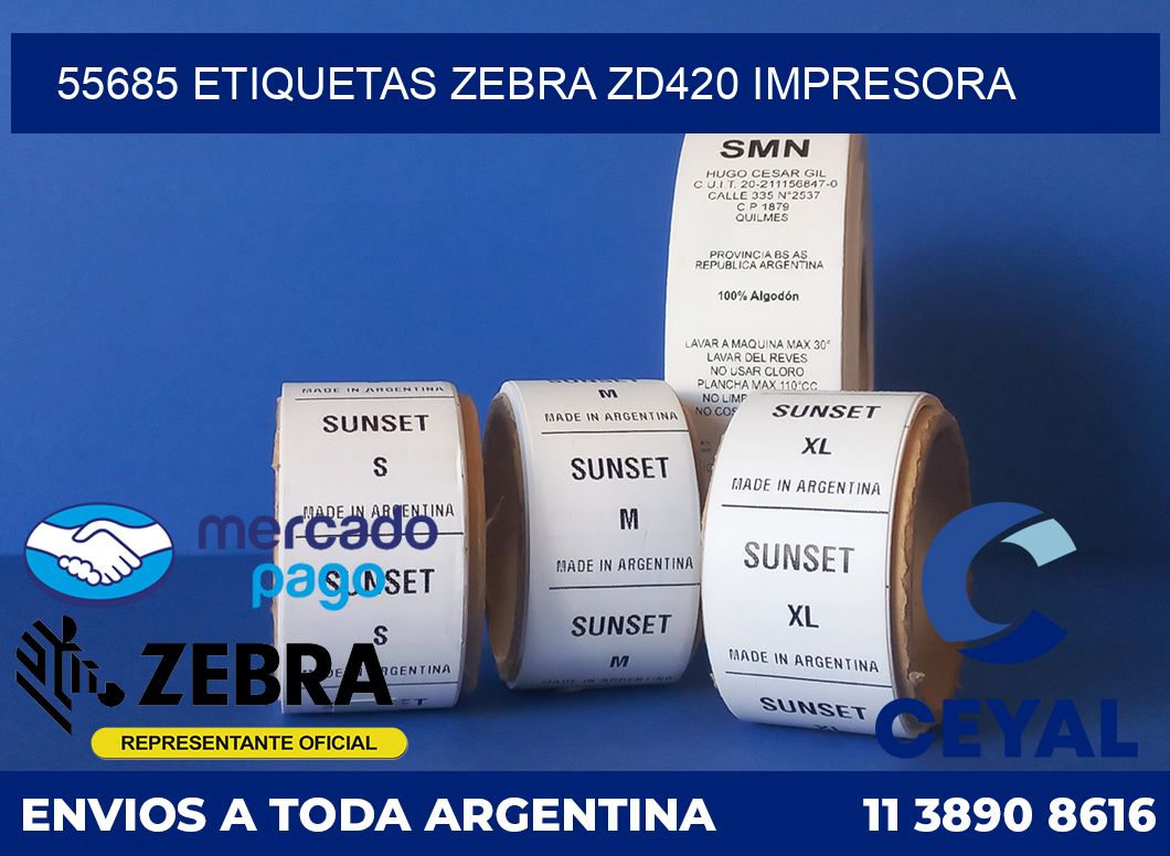 55685 etiquetas Zebra zd420 impresora
