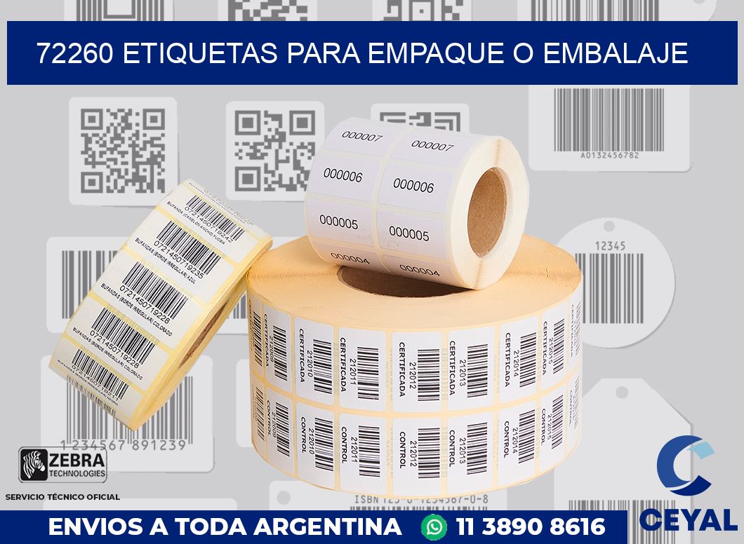 72260 Etiquetas para empaque o embalaje
